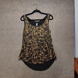 ANA A NEW APPROACH Womens Black Gold Camel Print Tank Top M/M